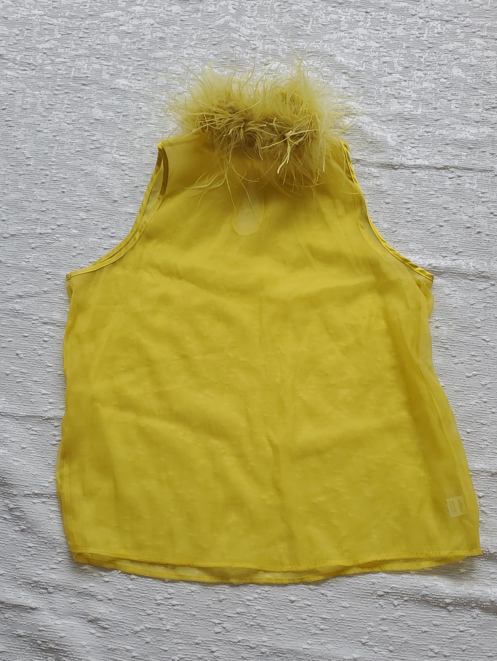 Yellow Feather-Trim Camisole Top